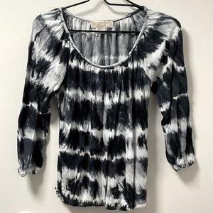 Michael Kors Black & Grays Tie-dyed Peasant Style Cool 100% Rayon Top!